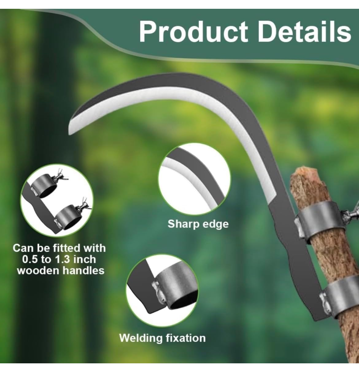 Hand Sickle Cutter Blade – Curved Metal Blade for Grass, Weeds, Harvesting, Gardening & Farming | Durable Manual Cutting Tool | Blade Only