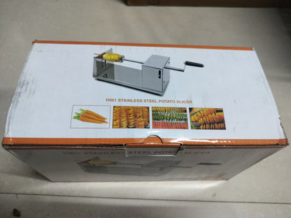 Stainless Steel Potato Spiral Cutter | Manual Twister Slicer Machine for Chips | Durable Metal Potato Slicer (6 x 5.5 x 11.3 in)