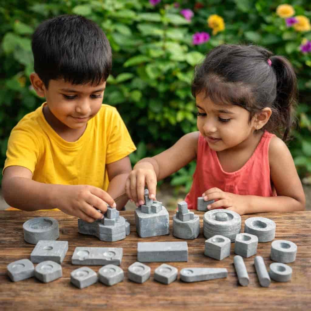 23-Piece Traditional Soapstone Toy Kitchen Set for Kids & Golu Display – Handmade Natural Stone Miniature Utensils Collection