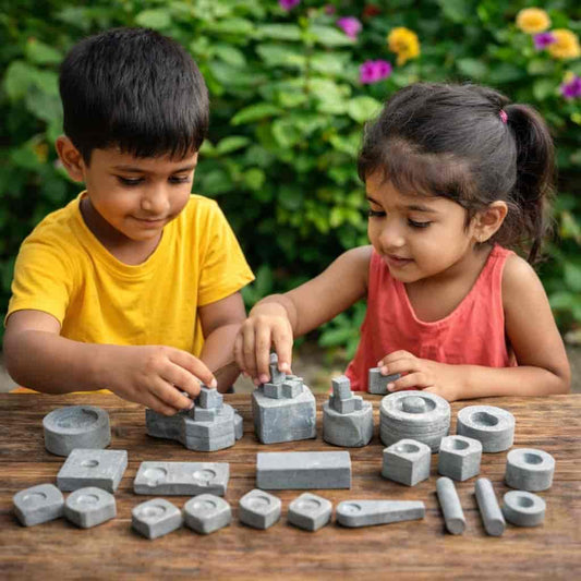 23-Piece Traditional Soapstone Toy Kitchen Set for Kids & Golu Display – Handmade Natural Stone Miniature Utensils Collection