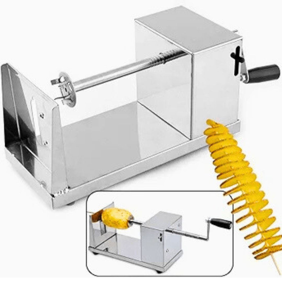 Stainless Steel Manual Potato Spiral Cutter – Tornado Twister French Fry Slicer Machine