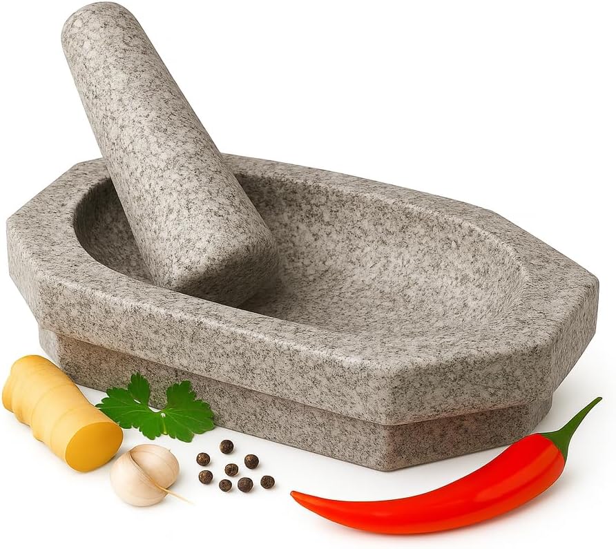 8-Inch Natural Stone Kalvam / Ammikallu – Traditional Mortar & Pestle Grinder for Spices and Herbs | Heavy Stone Khalbatta / Kharal | Medium Size