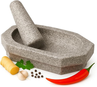 8-Inch Natural Stone Kalvam / Ammikallu – Traditional Mortar & Pestle Grinder for Spices and Herbs | Heavy Stone Khalbatta / Kharal | Medium Size