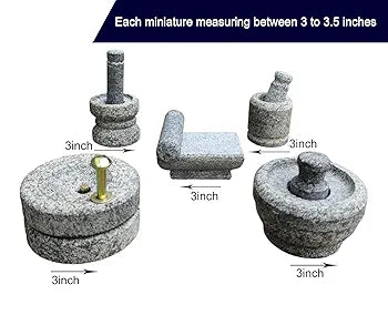 Stone Miniature Kitchen Set (5 Pcs) – Traditional Grinding Tools for Kids Play, Pooja & Housewarming Décor