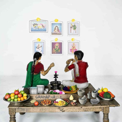 23-Piece Traditional Soapstone Toy Kitchen Set for Kids & Golu Display – Handmade Natural Stone Miniature Utensils Collection