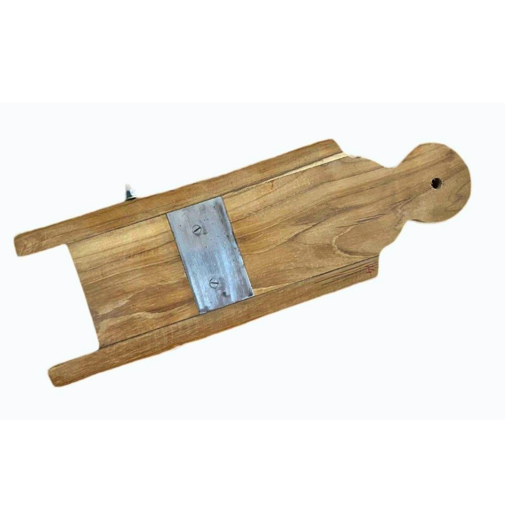 Premium Teak Wood Vegetable Slicer with Steel Blade – Traditional Handheld Cutter