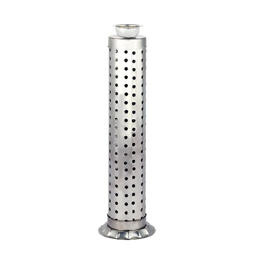 Stainless Steel Incense Stick Holder with Ash Catcher | Durable Agarbatti Stand for Worship | Silver Color | Pack of 2