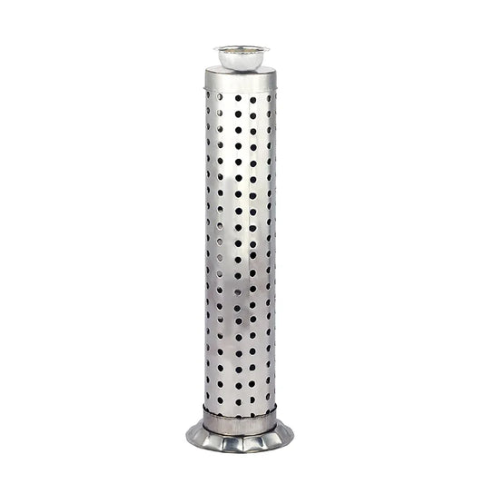 Stainless Steel Incense Stick Holder with Ash Catcher | Durable Agarbatti Stand for Worship | Silver Color | Pack of 2
