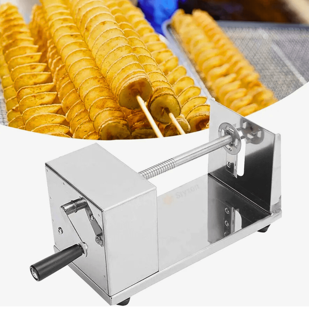 Stainless Steel Manual Potato Spiral Cutter – Tornado Twister French Fry Slicer Machine