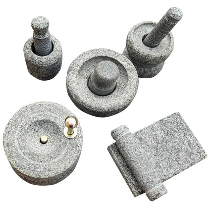 Stone Miniature Kitchen Set (5 Pcs) – Traditional Grinding Tools for Kids Play, Pooja & Housewarming Décor