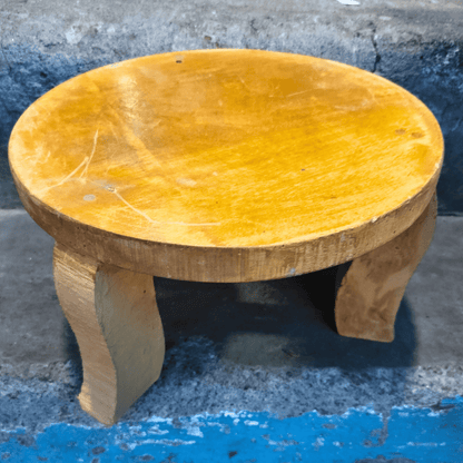 🪵 Wooden Mukkali – 10 Inch Dia, 6 Inch Height | Pooja Stand | Abhisheka Peeta | Chowki for Puja & Decor | 3-Legged Wooden Stool