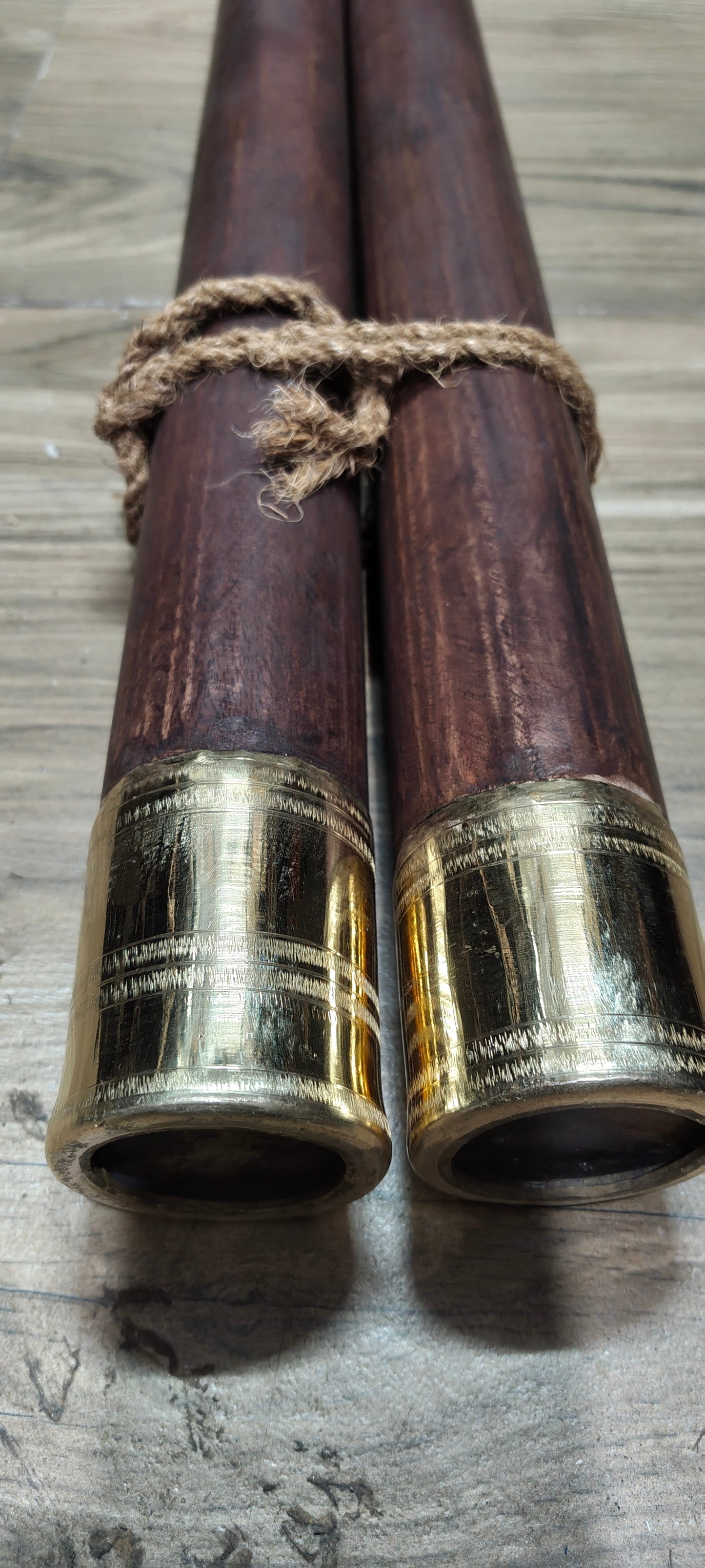 Sengarungali (Sengali) Ulakkai – Traditional Natural Wooden Pestle with Heavy Brass Rings | 3.5 Feet | Approx. 3.75 KG