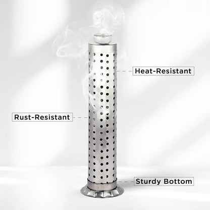 Stainless Steel Incense Stick Holder with Ash Catcher | Durable Agarbatti Stand for Worship | Silver Color | Pack of 2