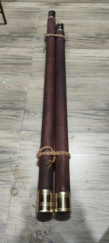 Sengarungali (Sengali) Ulakkai – Traditional Natural Wooden Pestle with Heavy Brass Rings | 3.5 Feet | Approx. 3.75 KG