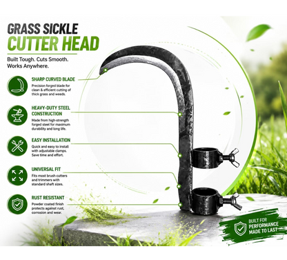 Hand Sickle Cutter Blade – Curved Metal Blade for Grass, Weeds, Harvesting, Gardening & Farming | Durable Manual Cutting Tool | Blade Only