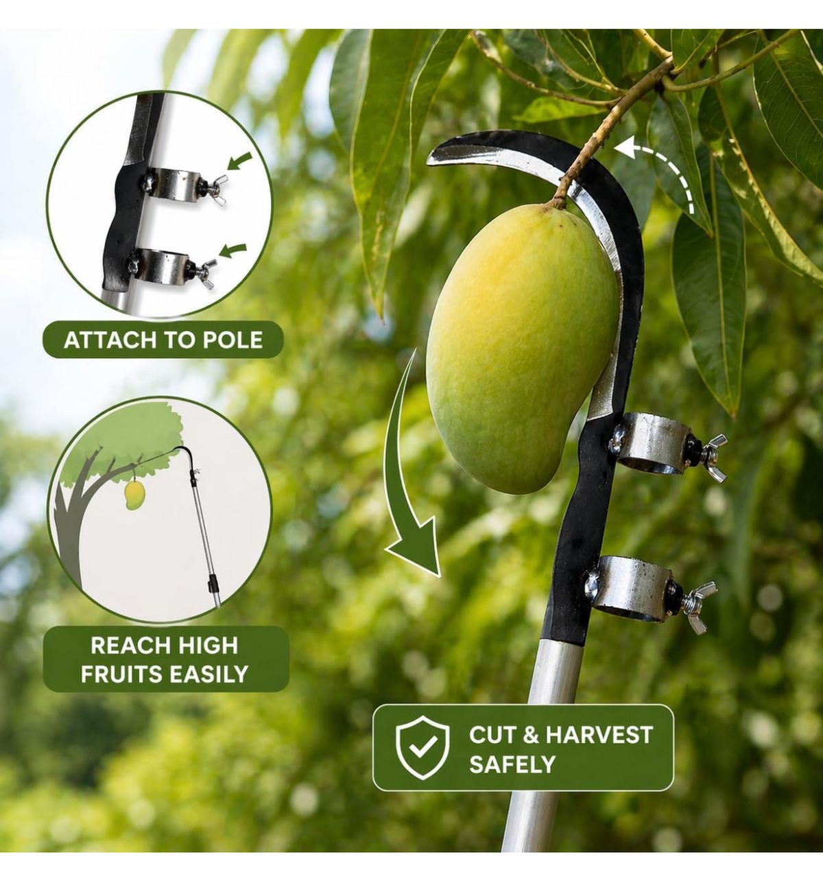 Hand Sickle Cutter Blade – Curved Metal Blade for Grass, Weeds, Harvesting, Gardening & Farming | Durable Manual Cutting Tool | Blade Only