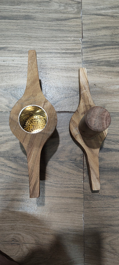 Teak Wood Idiyappam Maker | Sev Sancha Kitchen Press with Aluminum Clad Interior and Brass Bottom Sheet