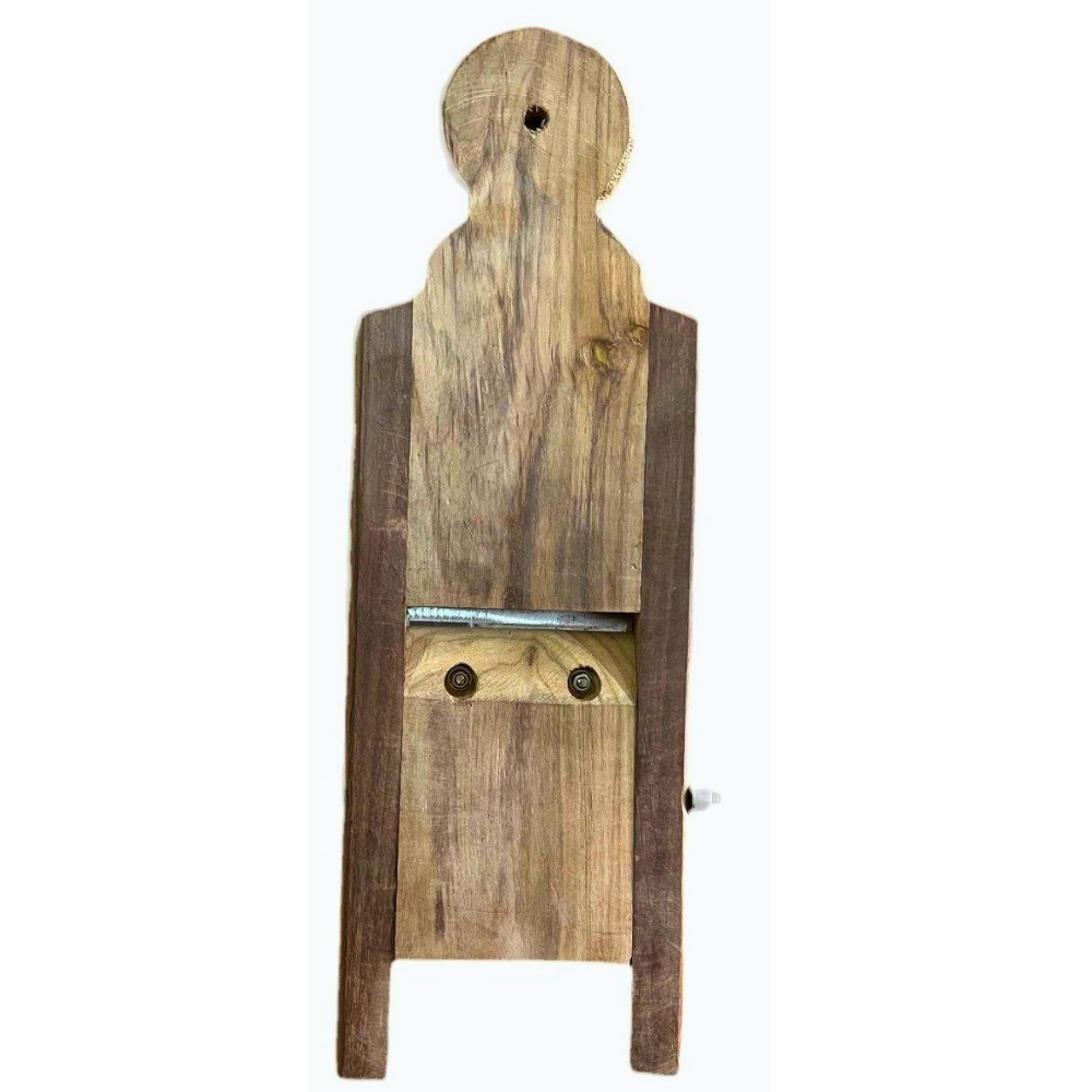 Premium Teak Wood Vegetable Slicer with Steel Blade – Traditional Handheld Cutter