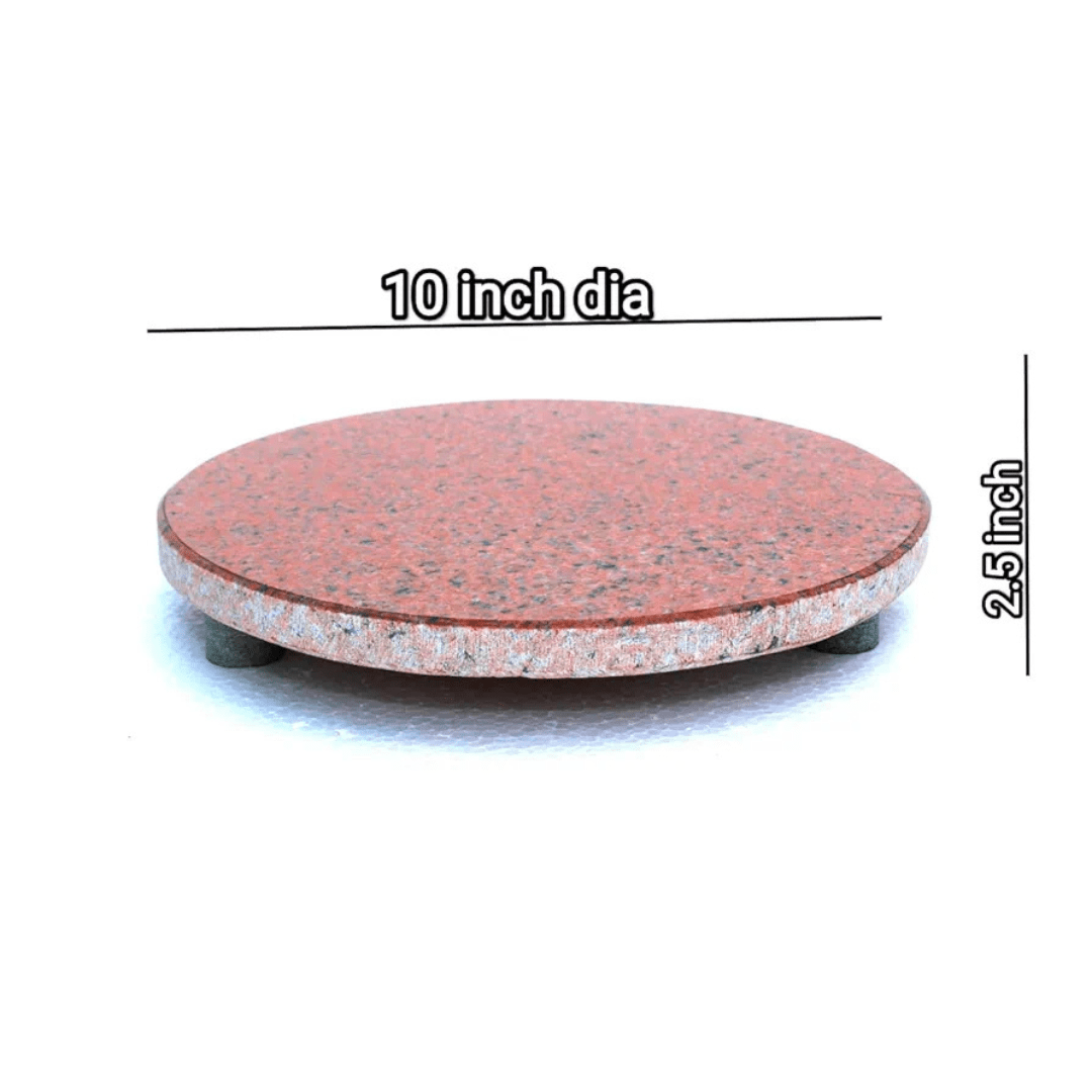 Heavy Duty Granite Roti / Chapati Maker – 10 Inch Diameter, 2.5 kg Approx – Traditional Stone Chakla with Anti-Slip Base (Assorted Color & Design)