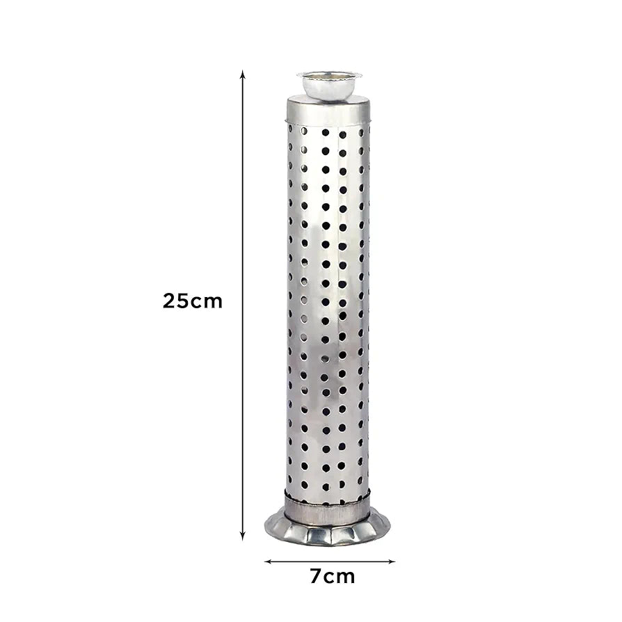Stainless Steel Incense Stick Holder with Ash Catcher | Durable Agarbatti Stand for Worship | Silver Color | Pack of 2