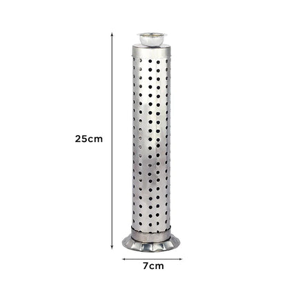 Stainless Steel Incense Stick Holder with Ash Catcher | Durable Agarbatti Stand for Worship | Silver Color | Pack of 2