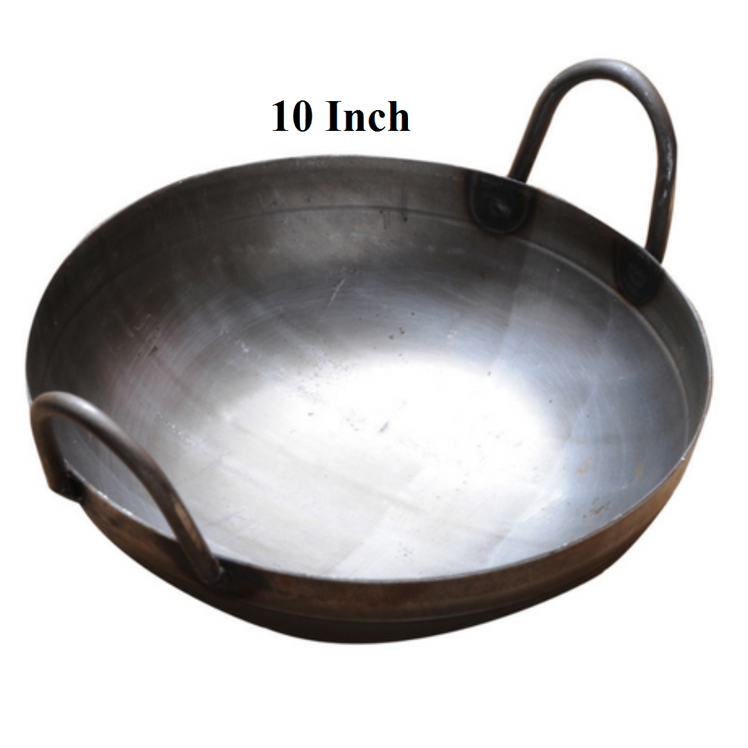 Light Weight Iron Kadai for Home Use (5 to 11 Inches), Grey