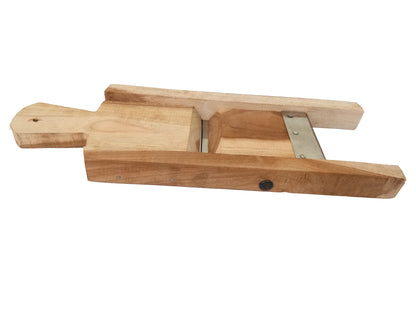 Traditional Handheld Wooden Double Side Vegetable Slicer / Banana, Potato, Cabbage, Onion Slicer / Plantain, Tapioca Chopper / Baji Kattai / Chips Cutter (L x W x H: 12 x 4 x 1 inch, Small)