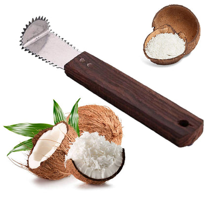 Coconut Grater Steel, Scrapper Wood Hand Kitchen Tool