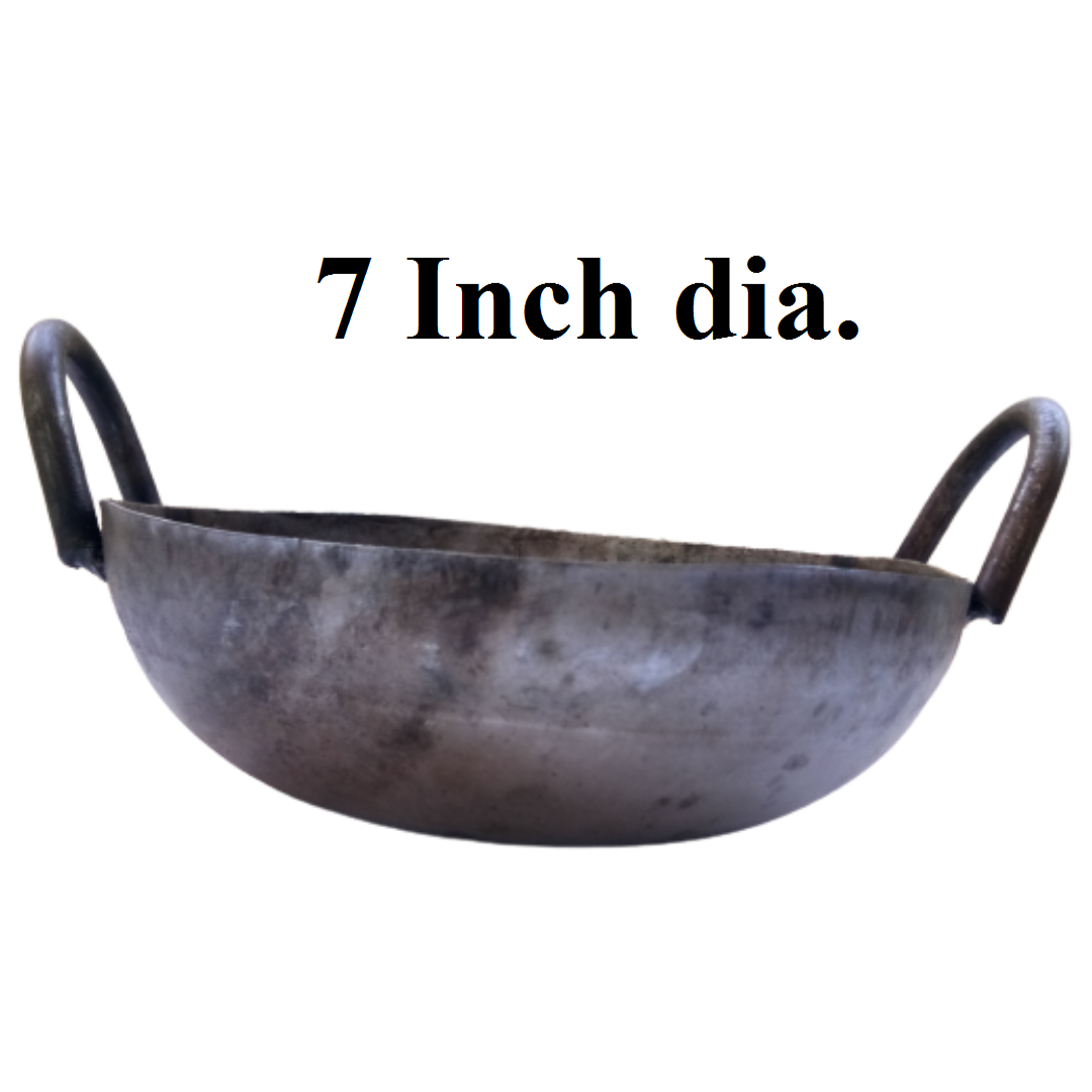 Light Weight Iron Kadai for Home Use (5 to 11 Inches), Grey