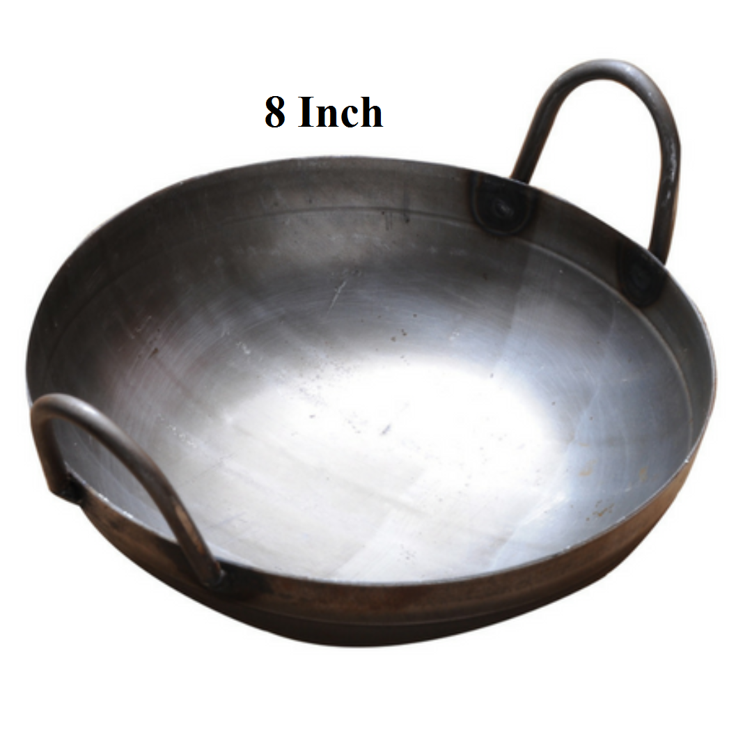 Light Weight Iron Kadai for Home Use (5 to 11 Inches), Grey