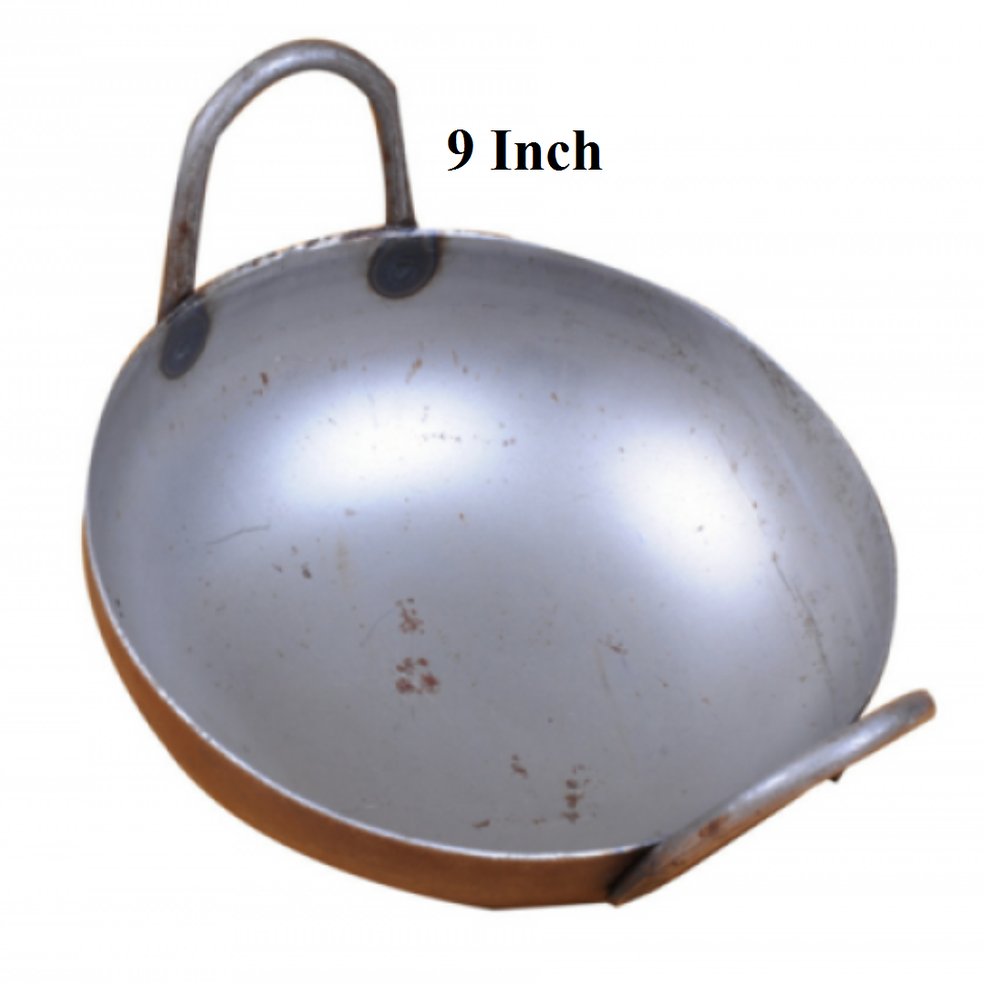 Light Weight Iron Kadai for Home Use (5 to 11 Inches), Grey