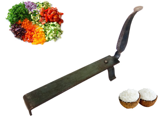 Joint Less Single Piece Iron Blade Vegetable Cutter / Chirava Coconut Scrapper / Kathipeeta / Aruvamanai (L x W x H: 15 x 2 x 10 inches, 1 Kg)