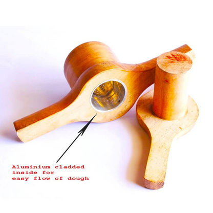 Idiyappam, Sev Sancha Maker, Wooden Kitchen Press with Aluminum Clad Interior and Brass Bottom Sheet
