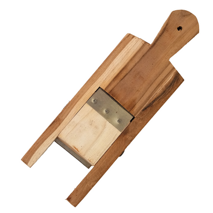 Traditional Handheld Wooden Double Side Vegetable Slicer / Banana, Potato, Cabbage, Onion Slicer / Plantain, Tapioca Chopper / Baji Kattai / Chips Cutter (L x W x H: 12 x 4 x 1 inch, Small)