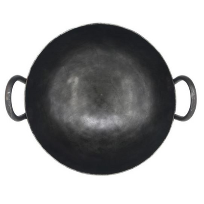 Handmade Heavy Weight Pure Iron Kadai for Cooking (8 to 15 Inches), Black