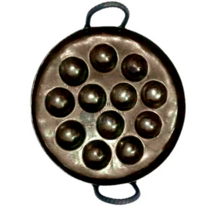 Pure Iron Deep Paniyaram Kallu / Paddu Pan / Ponganalu Chatti with 12 Cavities (Traditional Handmade Item)