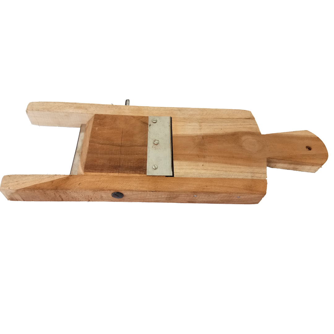 Traditional Handheld Wooden Double Side Vegetable Slicer / Banana, Potato, Cabbage, Onion Slicer / Plantain, Tapioca Chopper / Baji Kattai / Chips Cutter (L x W x H: 15 x 5 x 1 inches, Medium)