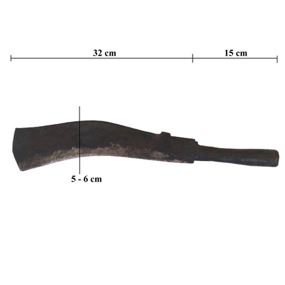 Traditional Heavy Iron Billhook | Wood Cutting Knife | Coconut Breaker Tool | Aruvaal | Koduval | Vaakathi | Vettukathi (45 cm Length, 900 g Weight) (Straight End)