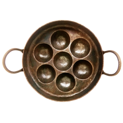 Pure Iron Deep Paniyaram Kallu / Paddu Pan / Ponganalu Chatti with 7 Cavities (Traditional Handmade Item)