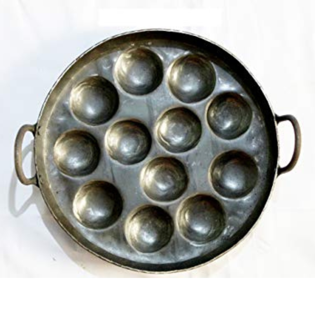 Pure Iron Deep Paniyaram Kallu / Paddu Pan / Ponganalu Chatti with 12 Cavities (Traditional Handmade Item)