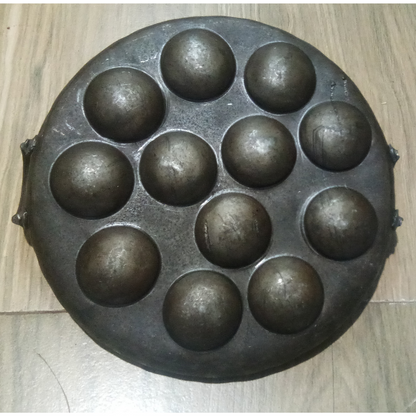 Pure Iron Deep Paniyaram Kallu / Paddu Pan / Ponganalu Chatti with 12 Cavities (Traditional Handmade Item)