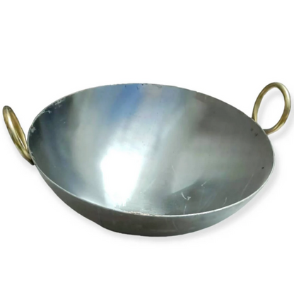 Traditional Small Deep Pure Iron Kadai for Cooking (8 to 12 Inches), Black