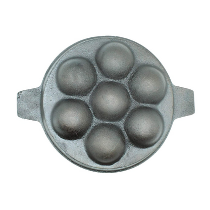 Cast Iron 7 Pits Kuzhi Paniyaram Kallu / Paddu Pan / Ponganalu Chatti (Traditional Handmade Item)