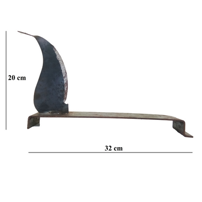 Aruvamanai / Iron Blade Vegetable Cutter / Boti Cutter Bengali / Chirava Coconut Scrapper / Kathipeeta / Thengai Thuruvi – with Iron Loha Lokhand Base (L x W x H: 32 x 5 x 20 cm, 500 g)