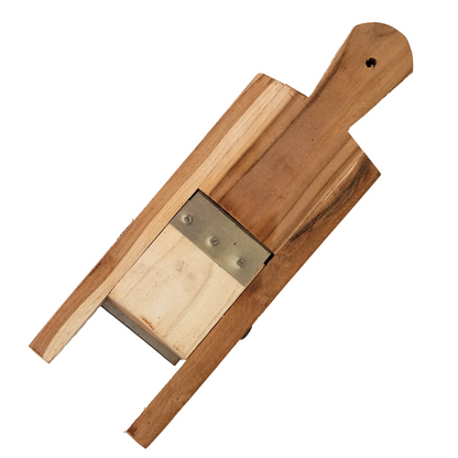 Traditional Handheld Wooden Double Side Vegetable Slicer / Banana, Potato, Cabbage, Onion Slicer / Plantain, Tapioca Chopper / Baji Kattai / Chips Cutter (L x W x H: 15 x 5 x 1 inches, Medium)