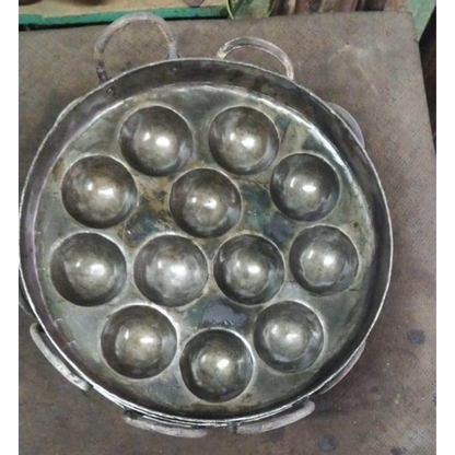 Pure Iron Deep Paniyaram Kallu / Paddu Pan / Ponganalu Chatti with 12 Cavities (Traditional Handmade Item)