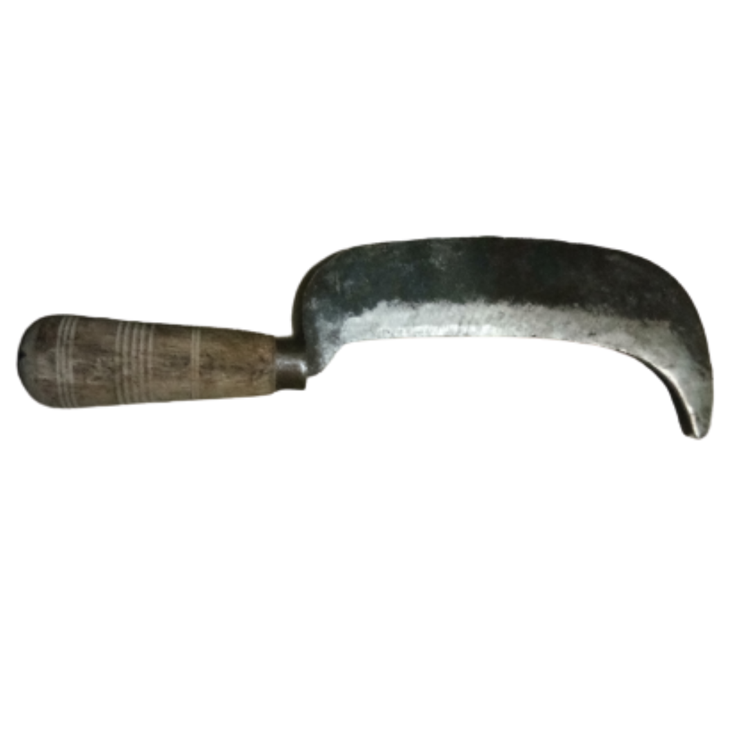 Tender Coconut Knife / Tender Coconut Cutter / Aruvaal – Handmade Iron Billhook with Wooden Handle (Medium)