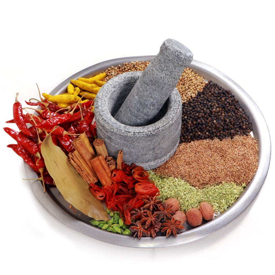 Natural Black Stone Mortar & Pestle / Khalbatta Okhli Masher / Khal Musal / Dasta Ural / Kundi Sota / Kharal Masher / Idi Kallu – Medium