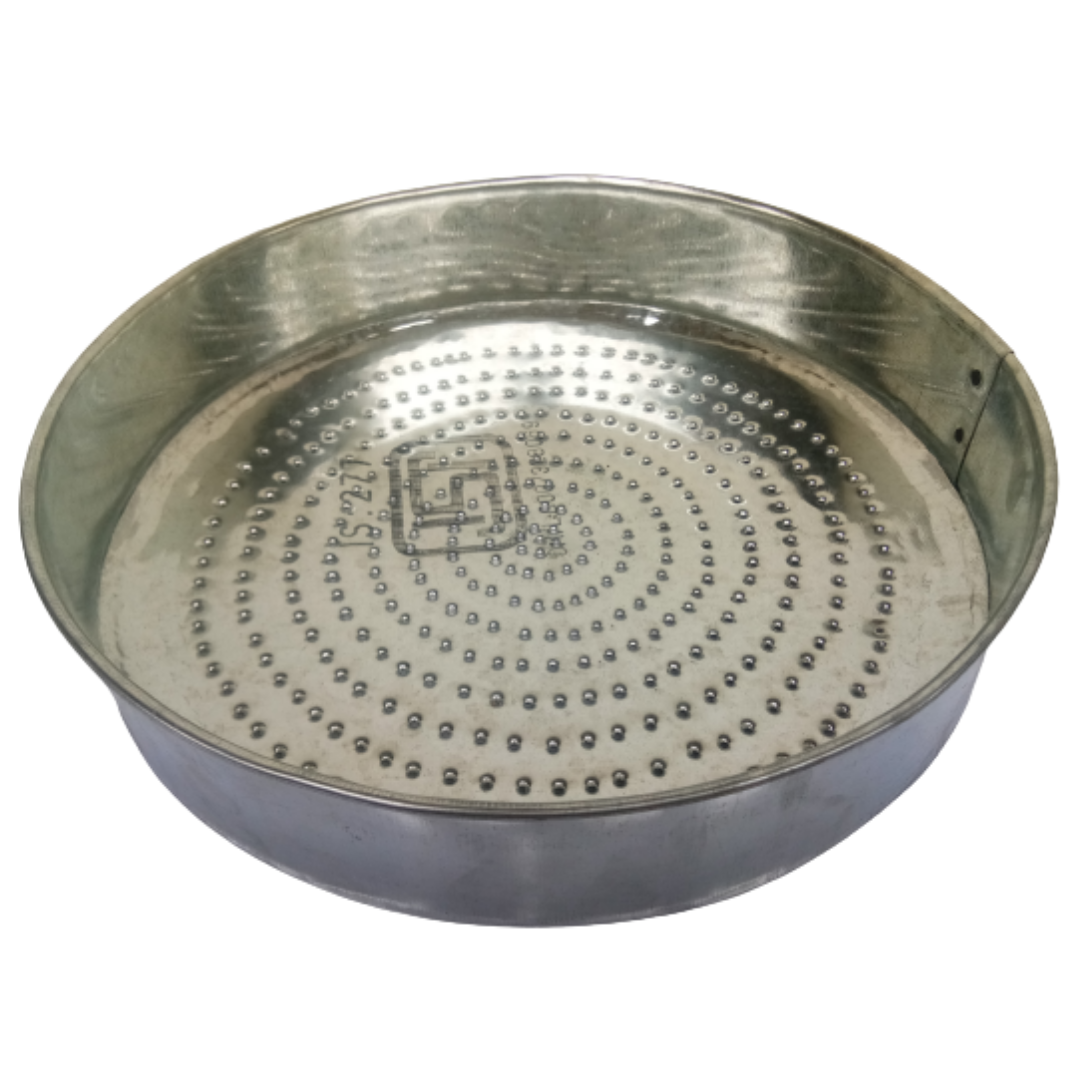 Rice / Wheat Cleaning Sieve - Handmade Galvanized Iron Strainer, Diameter 24 - 28 cm, (450 g, 3 mm Holes)