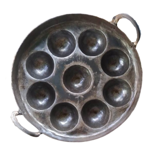 Pure Iron Deep Paniyaram Kallu / Paddu Pan / Ponganalu Chatti with 9 Cavities (Traditional Handmade Item)